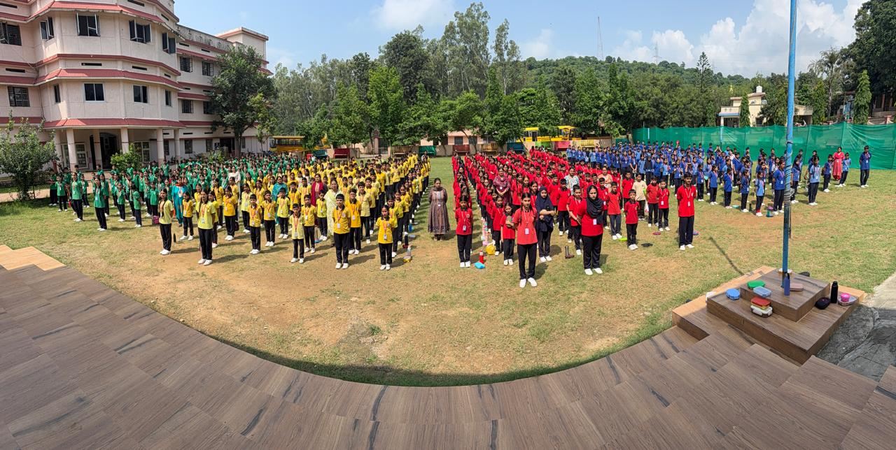 Students gathered for the morning assembly